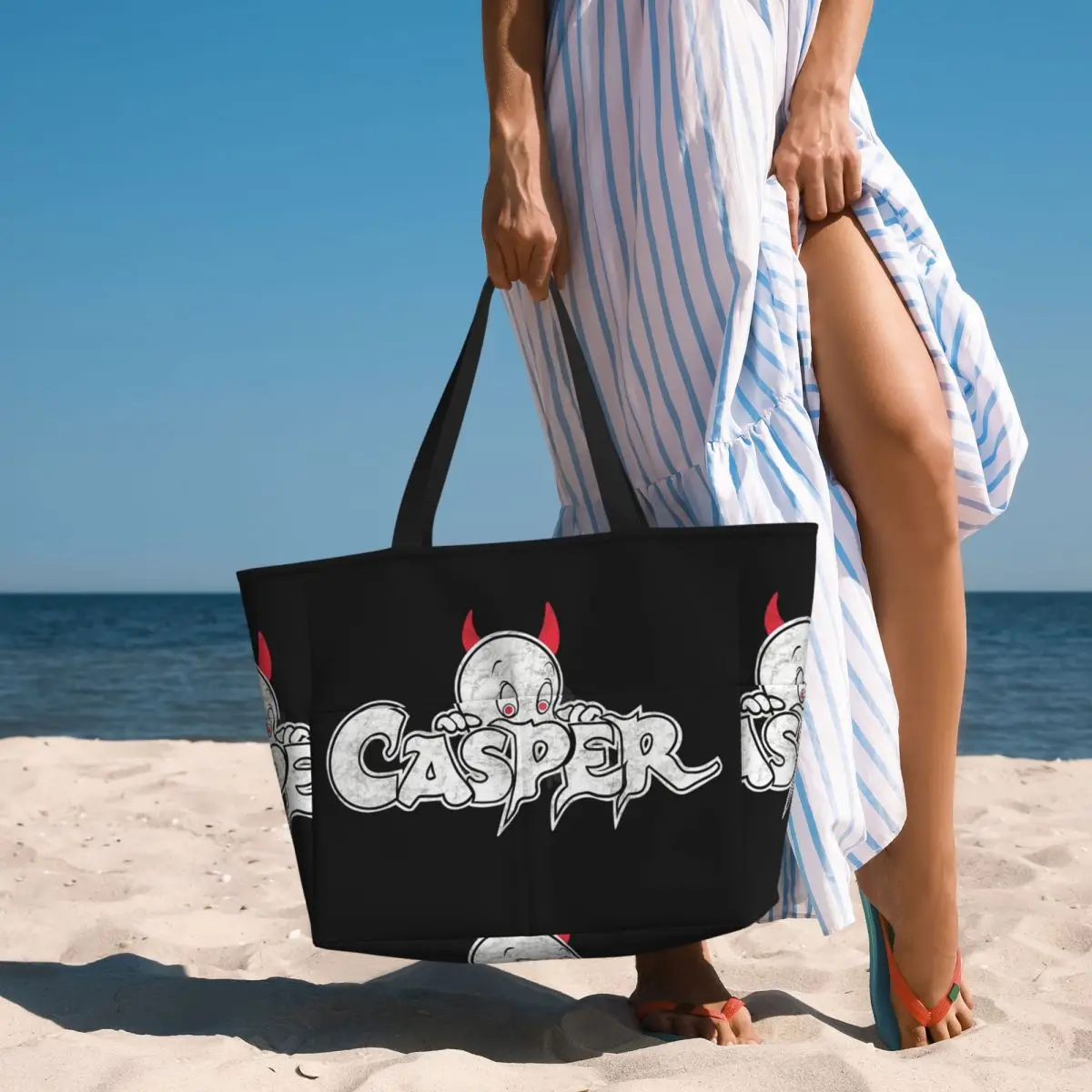 The Friendly Ghost Casper Beach Tote Bag Sport Gym Yoga Duffle Large Tote Bag Women Travel Bag Fitness bag