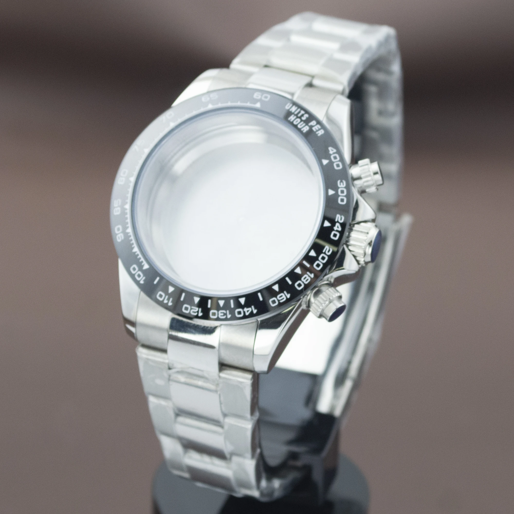 

39 мм серебряные мужские часы из розового золота, корпус из нержавеющей стали для Daytona VK63, корпус с кварцевым механизмом, детали для часов, аксессуары, подходит для ремешка 20 мм