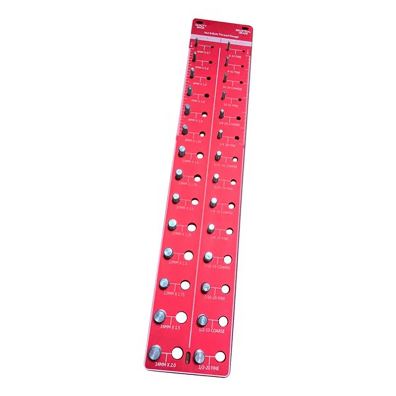 28 Size Nut and Bolt Thread Checker, Bolt Size and Thread Gauge, Bolt and Nut Identifier Gauge, Bolt Gauge-Red