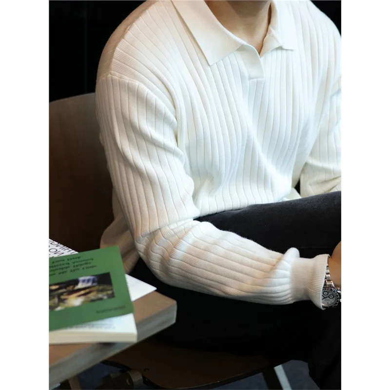 

Американский ретро-полосатый трикотажный свитер irt для мужчин, повседневный длинный свитер с воротником-стойкой, весна-осень ex