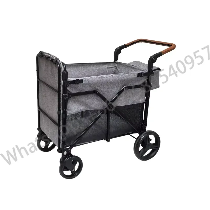 Oem Heavy Foldable Pet Wagon Cart Large Load 4 Wheels Dog Stroller Outdoor Camping Travel Pet Trolley for Big Multiple
