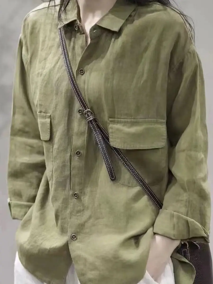 

Повседневный хлопковый льняной длинный све irt, художественный свободный женский топ, модный корейский дизайн на пуговицах, зимняя коллекция