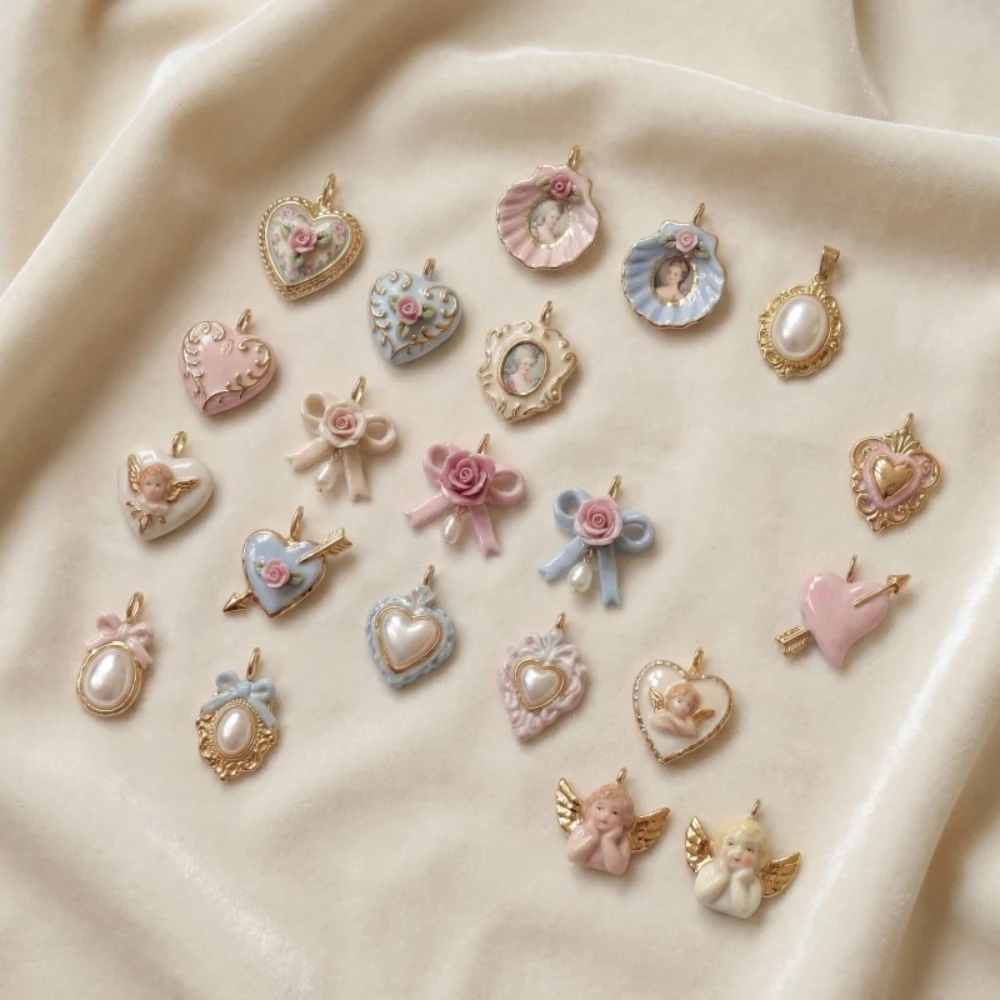 Süße und Liebliche Tägliche Liebe Rosa Muschel-Schleife Engel DIY Anhänger Charms Schmuckherstellung – Detail 3