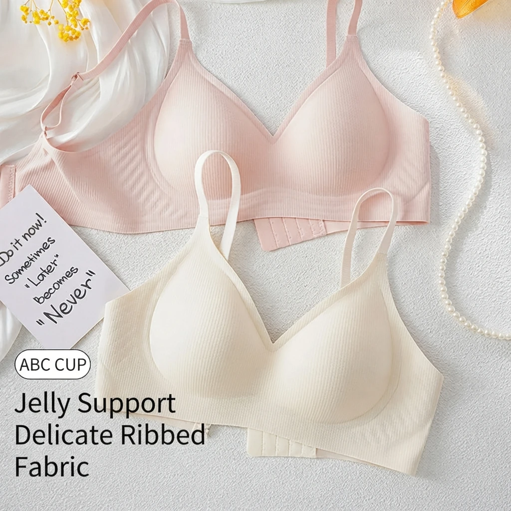 Women Wireless Bra Push Up Gather Anti Sagging Soft Support Seamless Breathable Side Control Minimizer Comfortable Thin Underwea