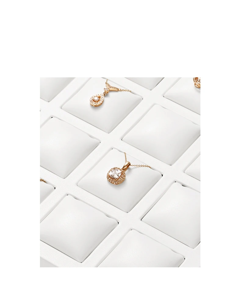 Oirlv Weißes Schmuck-Display-Tablett aus Leder für Ringe, Ohrringe, Halsketten, Armbänder, Großes Schmucktablett, Tisch-Organizer-Ständer – Detail 3
