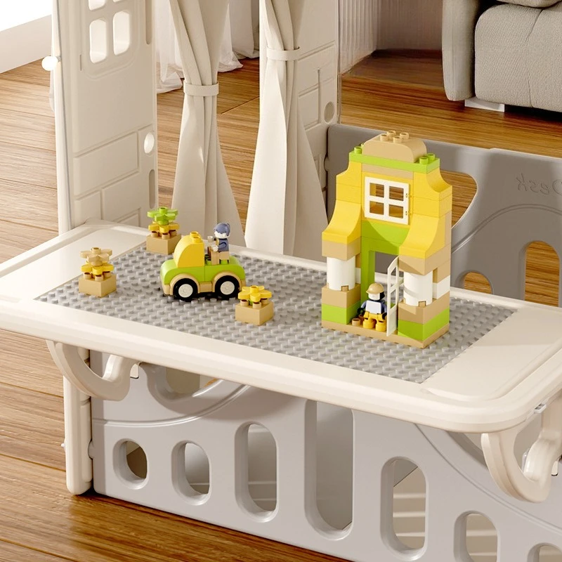 Tienda de juguete para niños de interior, casa de bloques de construcción, mesa integrada de plástico grande para niñas, cabañas de juegos estables de seguridad para niños