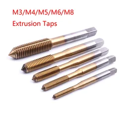 1PC M3/M4/M5/M6/M8 Extrusion Taps Titanium Coated HSS Straight Spiral Fluted Screw Thread Tap Squeezing Threading Hand Tool