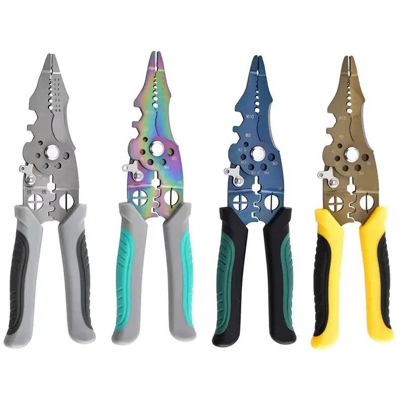 2026 Latest Non-Slip Adjustable Wire Stripper Crimper Tool for Electrical Cable Stripping Decrustation Pliers with Ergonomic