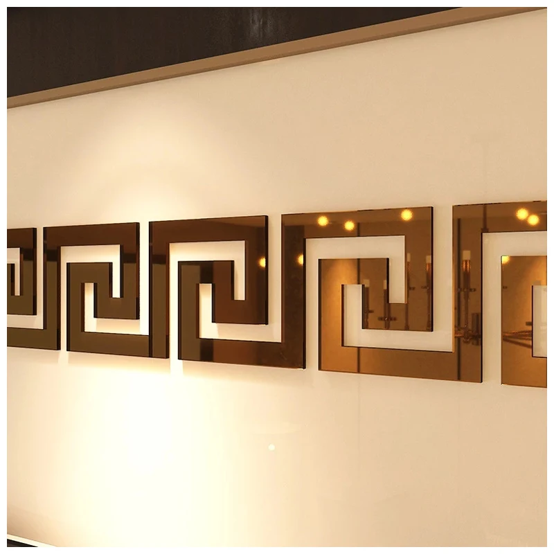 Gold Silver 100PCS Mirror Wall Sticker Building Border Acrylic Mirror Sticker Art DIY Decoration Mirror Wall Decals Home Decor