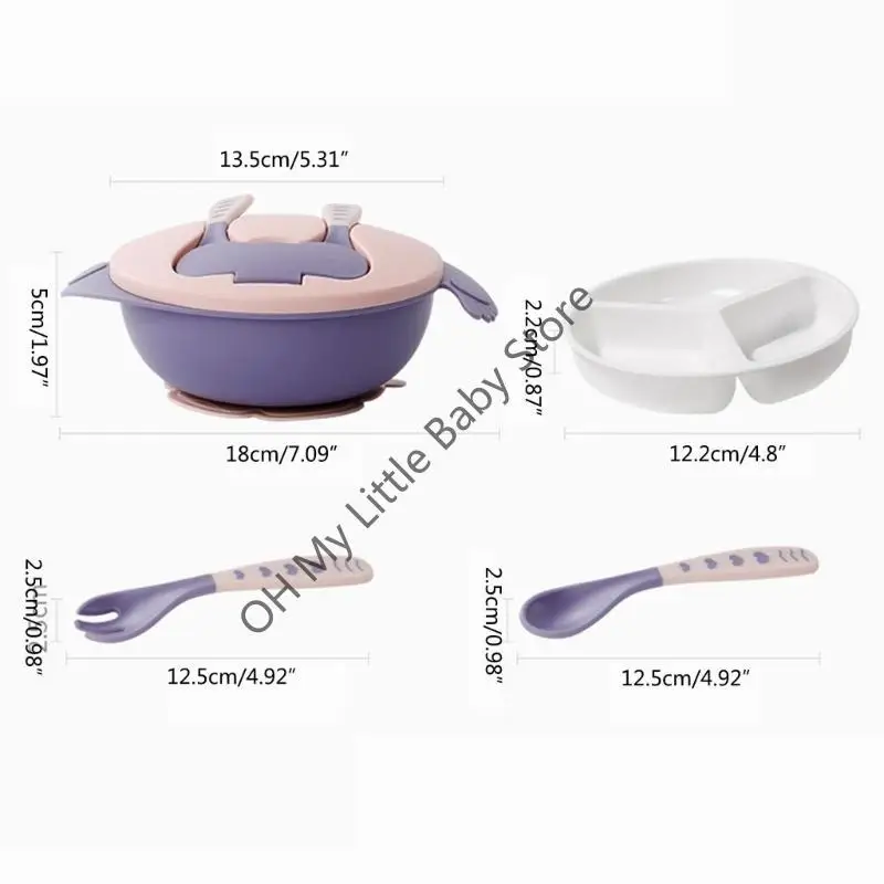 مجموعة طعام M76C للأطفال الرضع خالية من مادة BPA، أدوات مائدة سهلة التنظيف للفتيات