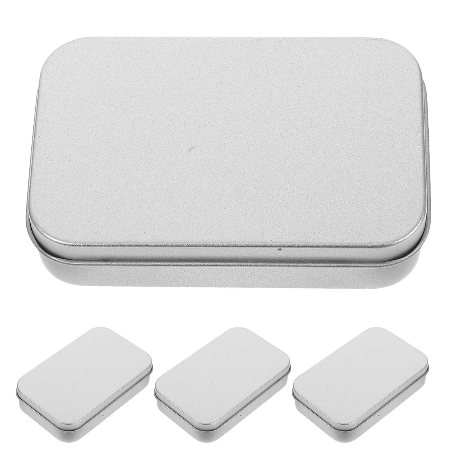 

4Pcs Tinplate Hinged Lid Box Mini Storage Organizer for Needles Buttons Fishing Bait Home Travel Use Tin Storage Box