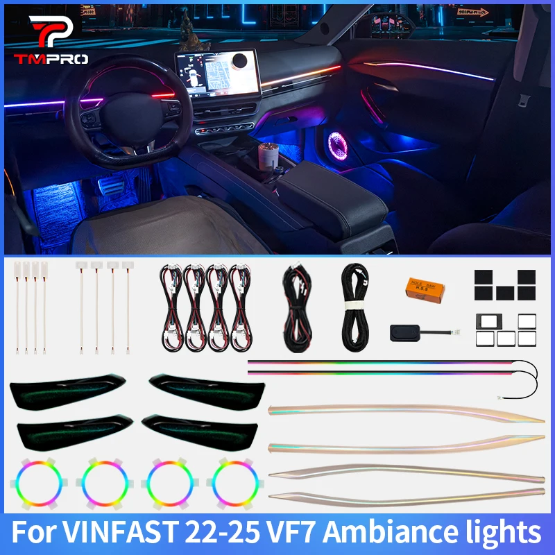 

TMPRO 64 Colors LED Safety assistance systems Ambient Lighting For VINFAST VF7 2022-2025 Automotive Interior Decoration