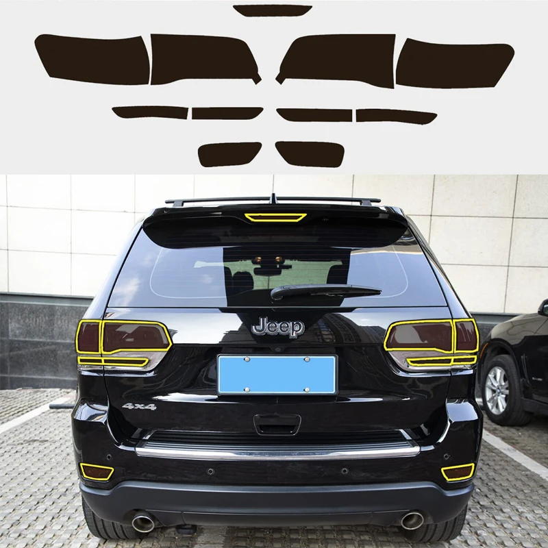 

Taillight Rear Reflector Light Overlay Tint Covers Decal Fit for 2014 - 2021 Jeep Grand Cherokee - Dark