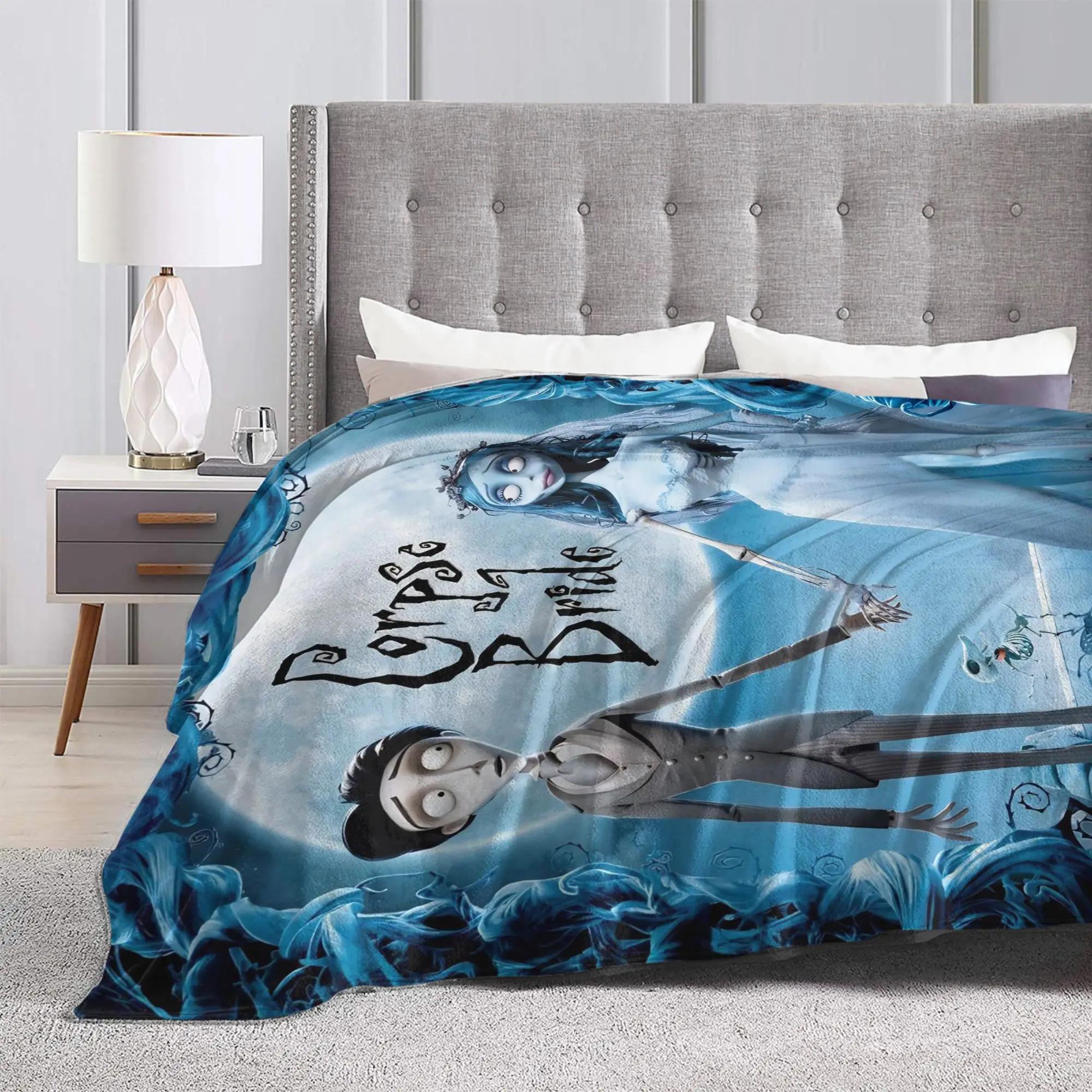 جثة العروس إميلي وفيكتور بطانية الفانيلا طباعة المحمولة لينة رمي البطانيات ل أريكة غرفة نوم المفرش