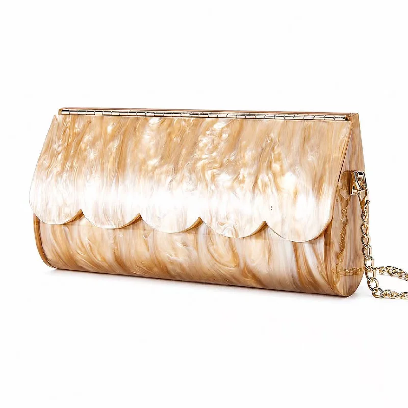 Acrylic Clutch Evening Bag For Women, Hard Shell Chain Shoulder Crossbody Purse, Flip Top Square Handbag For Wedding Party