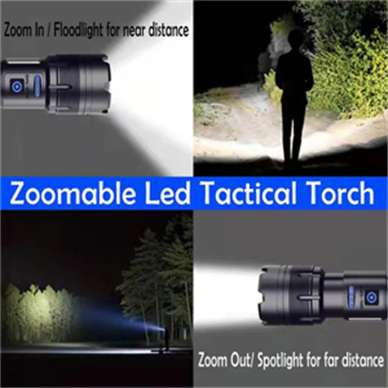 2000Meters 36Cores XHP360 Powerful Flashlight 26650 USB Rechargeable Flash Light Zoomable Tactical Torch LED flashlight Lantern