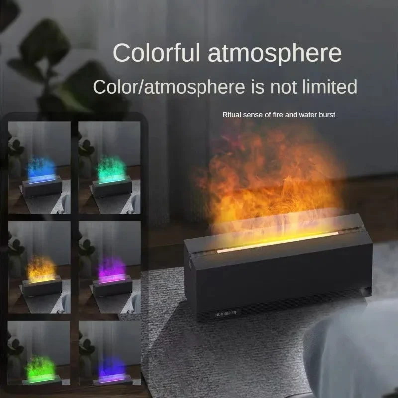 

3D Air Humidifier Air Humidification Simulated Fireplace Flame Aroma Diffuser Household Desktop Ambient Light Spray Indoor