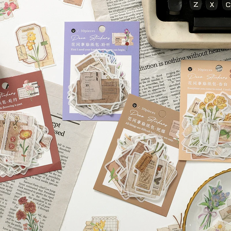 

30pcs per pack Flower Room Series Creative Plant Label Stickers Diary Scrapbooking sticker Albums stickers Children Sticker