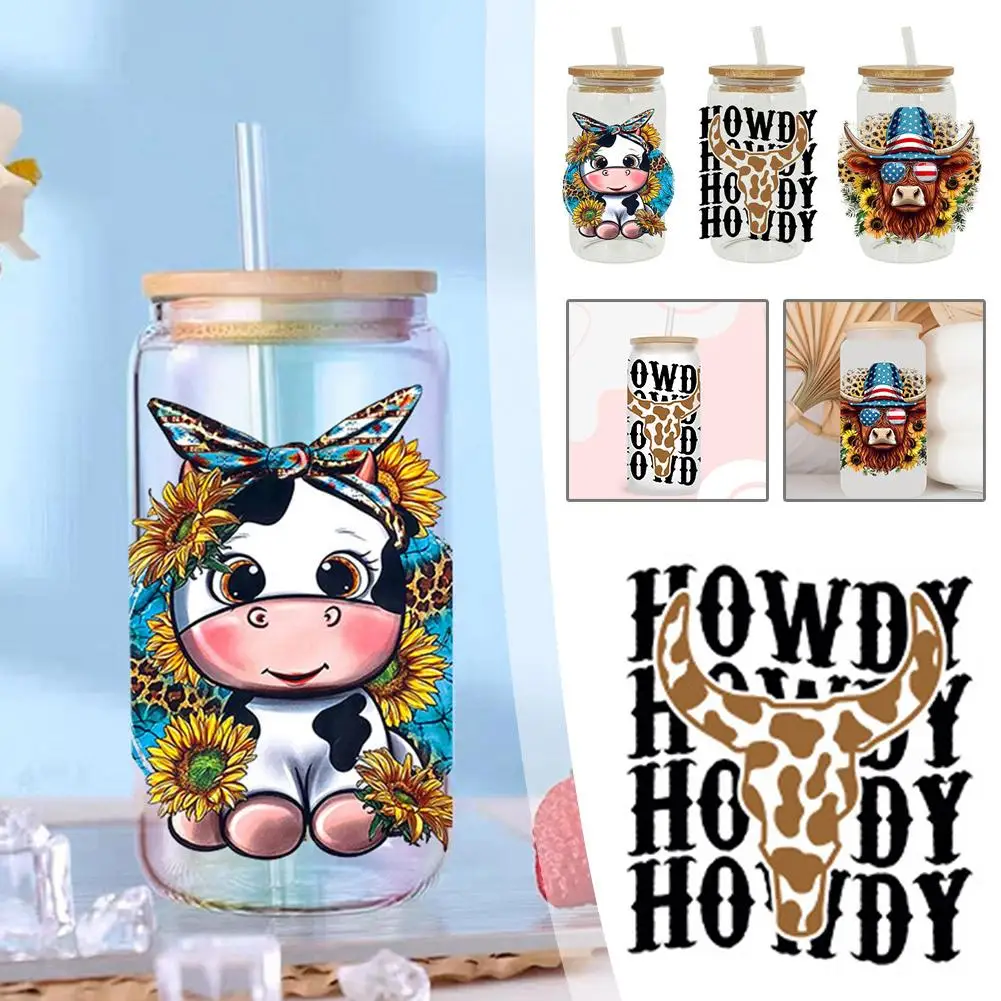 UV DTF Transfer Sticker Animals Cow For The 16oz Glasses Wraps Bottles Cup Can DIY Waterproof Custom Decals U1F3