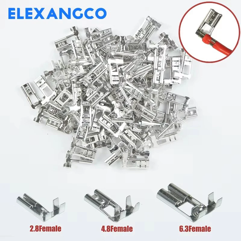 500 قطعة 2.8/4.8/6.3 مللي متر العلم الربيع العلم نوع الباردة الضغط محطة الزاوية اليمنى L-الانحناء موصل سالب تصنيع النحاس #2