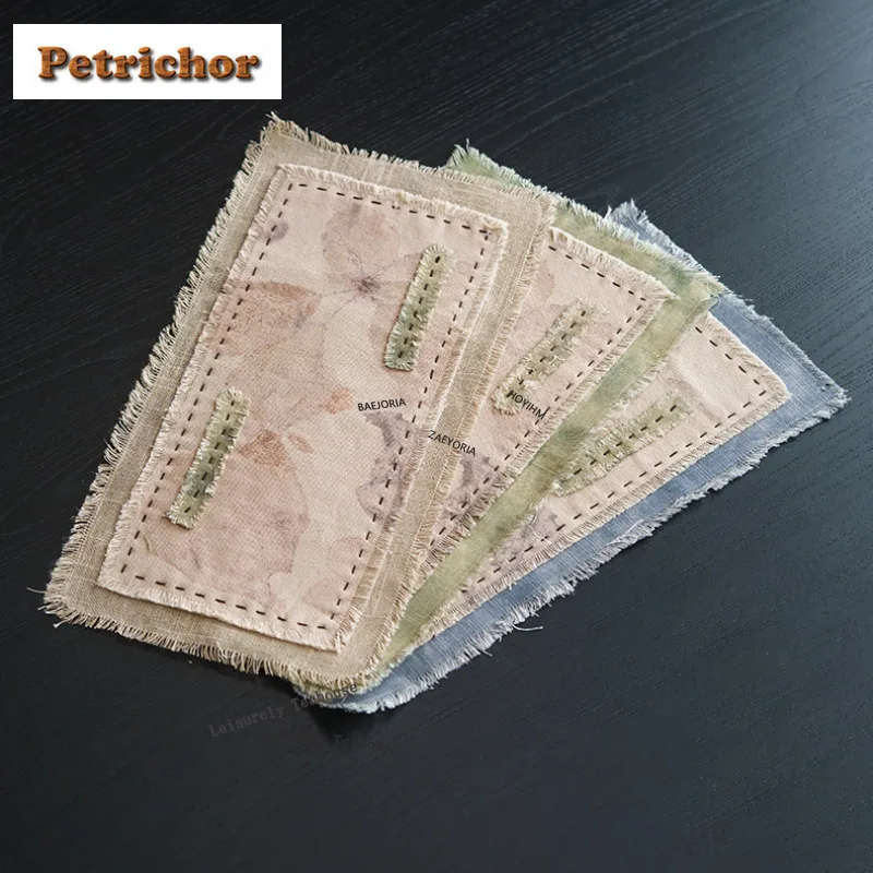HOYIHM Botanical Printing Hand-stitched Embroidery Tea Table Mats Japanese Drink Coaster Dinner Table Cloth Mat Tea Ceremony