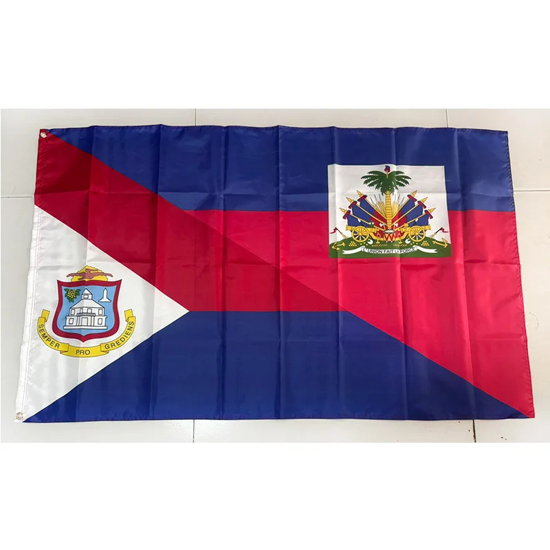 Saint Martin Haiti Friendship Flag 3ft*5ft (90*150cm) Size Christmas Decorations for Home Banner