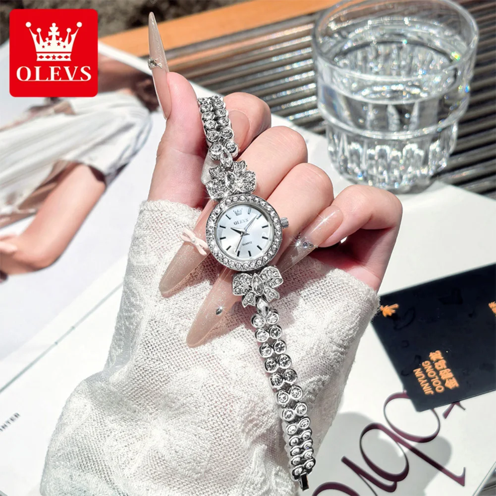 OLEVS 5887 Frau Uhren Elegante Original Quarzuhr Wasserdicht Leuchtende Uhren Für Frau Geschenk Diamant Strap Reloj Mujer