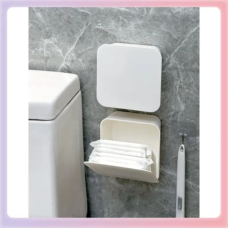 tuf4-wall-mounted-bathroom-sanitary-pads-storage-box-toilet-side-hanging-rack-waterproof-plastic-organizer-no-hole-design