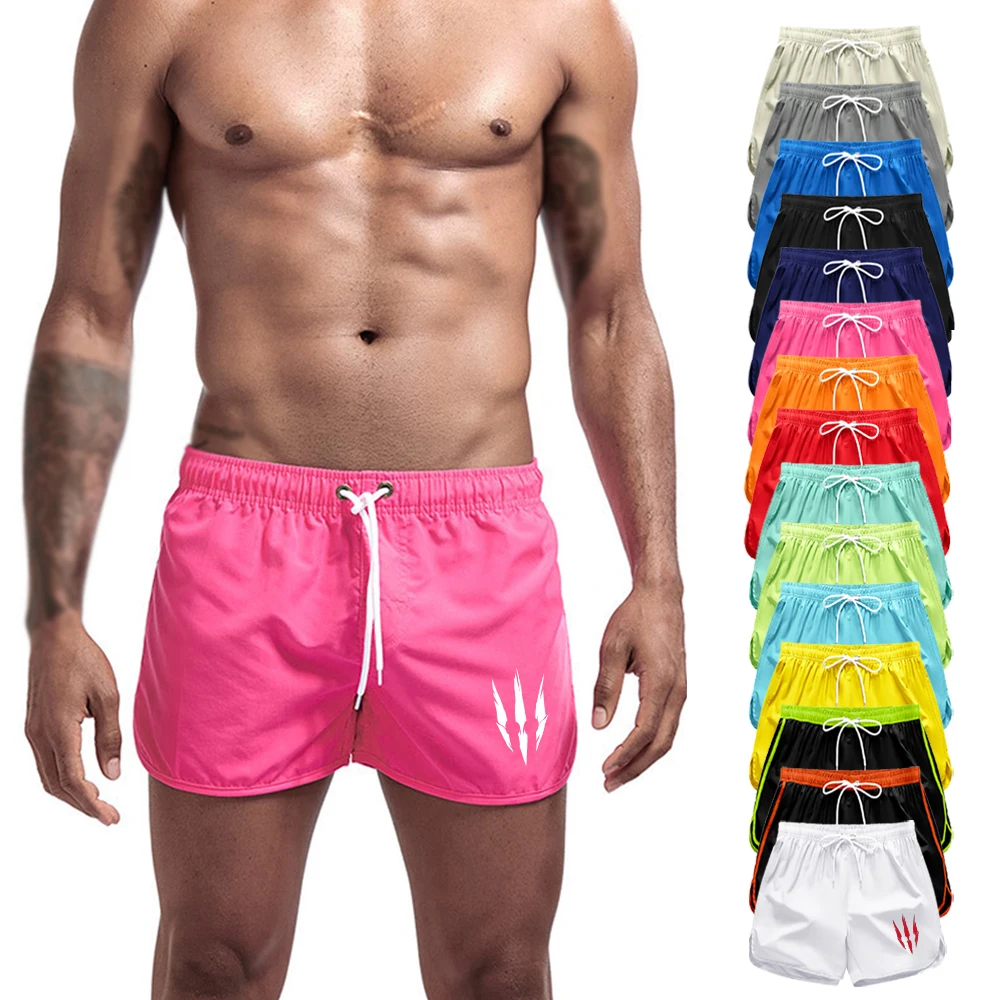 

Летние мужские быстросохнущие пляжные шорты с эластичным поясом на шнурке, спортивные штаны для серфинга с принтом когтей, для тренировок и бега, плавательные шорты