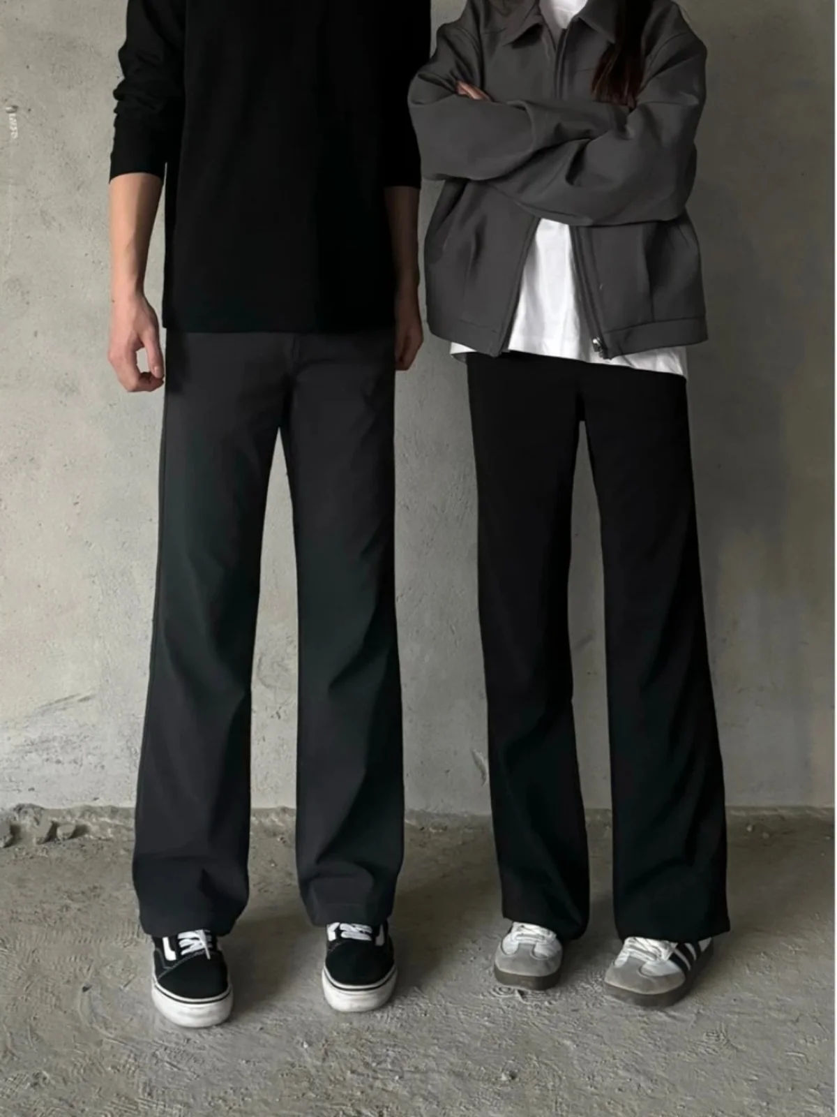 

Youku Men's Casual Straight Leg Pants Three-Needle Knife Drapey Comfortable Leisure Suit Pants Mid-High Waist Zipper Fly