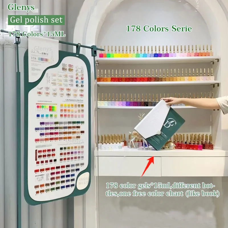 Glenys 96 kolorów lakier do paznokci żelowy popularny wśród influencerek na cały rok uniwersalny żel do namaczania karta kolorów UV LED zestaw lakierów do paznokci