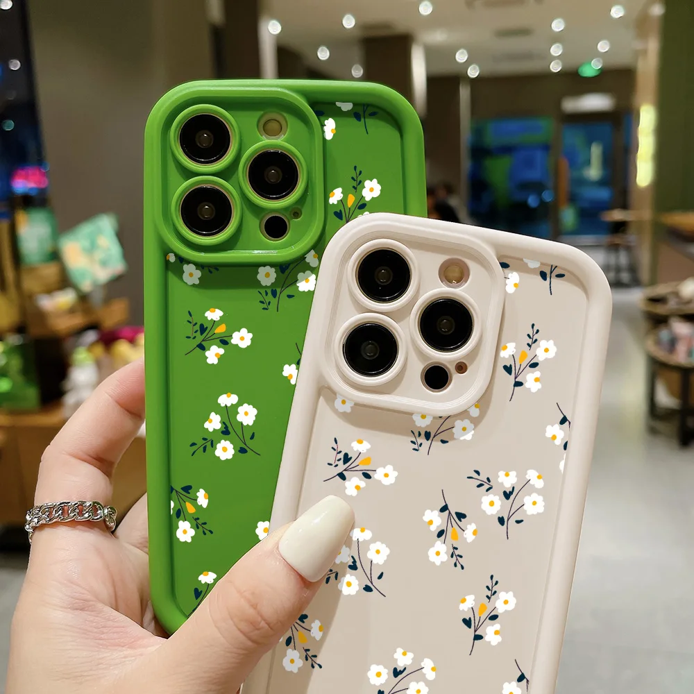 Small Floral Phone Cases For iPhone 11 Case iPhone 13 12 14 15 Pro Max 7 8 Plus SE XS X XR Liquid Silicone Shockproof Soft Cover