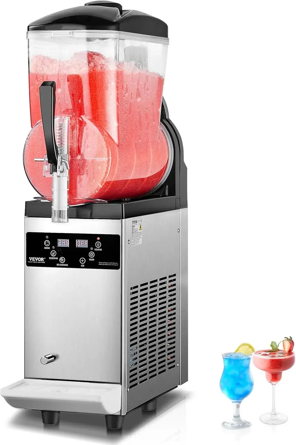 Commercial Slushy Machine 12L Single Tank Frozen Drink Machine 48 Cups Stainless Steel Margarita Smoothie Frozen Drink Maker
