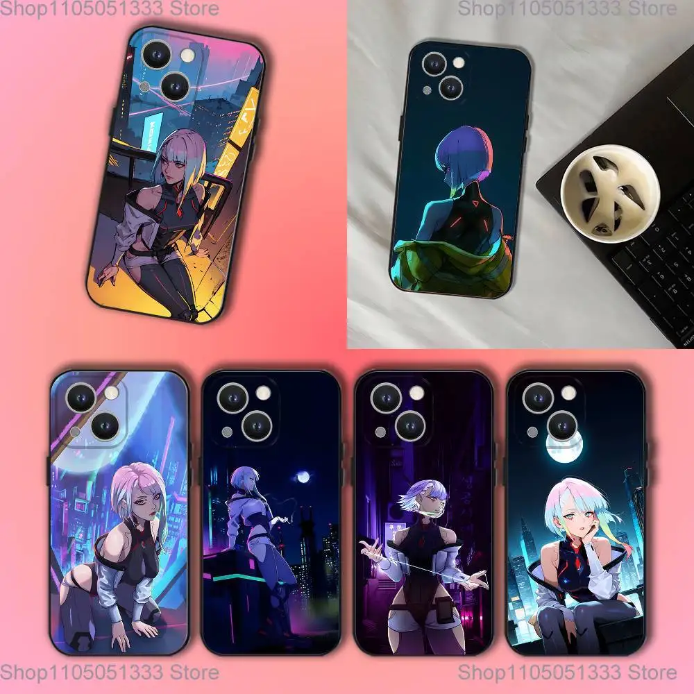 

C-Cyberpunk L-Lucyna Phone Case For iPhone 17,16,15,14,13,12,11,Pro,XS,Max,XR,Plus,E,SE4,Mini Black Soft Cover