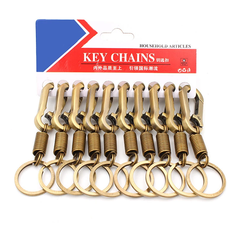 Bronze Color Blank Keyring Keychain Split Rings Keyfob Key Rings Lobster Clasp Key Pendant Buckles Carabiner Keychains