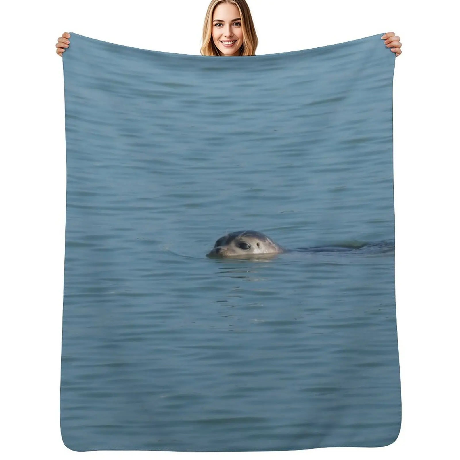 Common Seal Swimming Throw Blanket Cute Vintage for winter Flannel Fabric Baby For Sofa Thin Blankets
