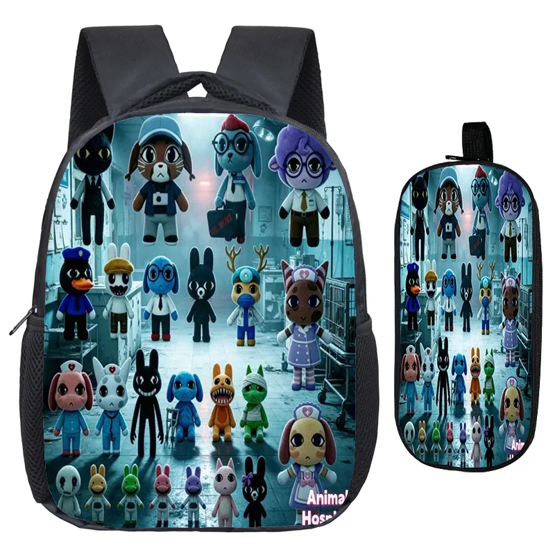 Animal Hospital Backpacks Pencil Case 2Pcs Child 3D Print Pattern Schoolbags Student Fashion Casual Backpack to School Mochilas