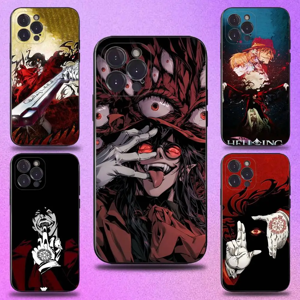 

Comics H-HELLSING Phone Case For iPhone 16,15,14,13,12,11 Plus,Pro Max,XS,X,XR,SE,Mini,8,7,Soft Silicone Black Cover