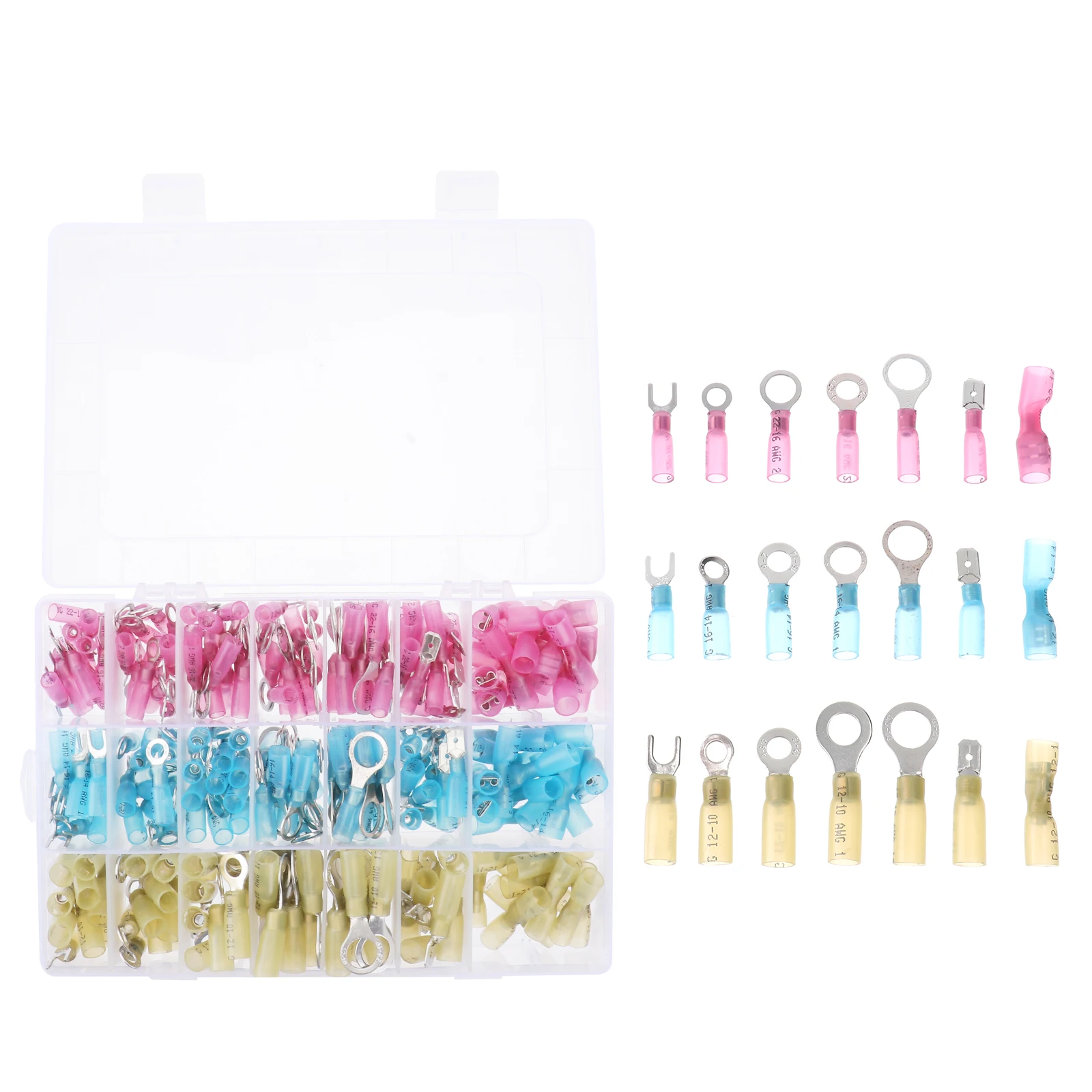 

280pcs Heat Shrinkable Wiring Terminal Crimp Connector Insulated Polyolefin Aluminum Wire Terminal Electrical Equipment