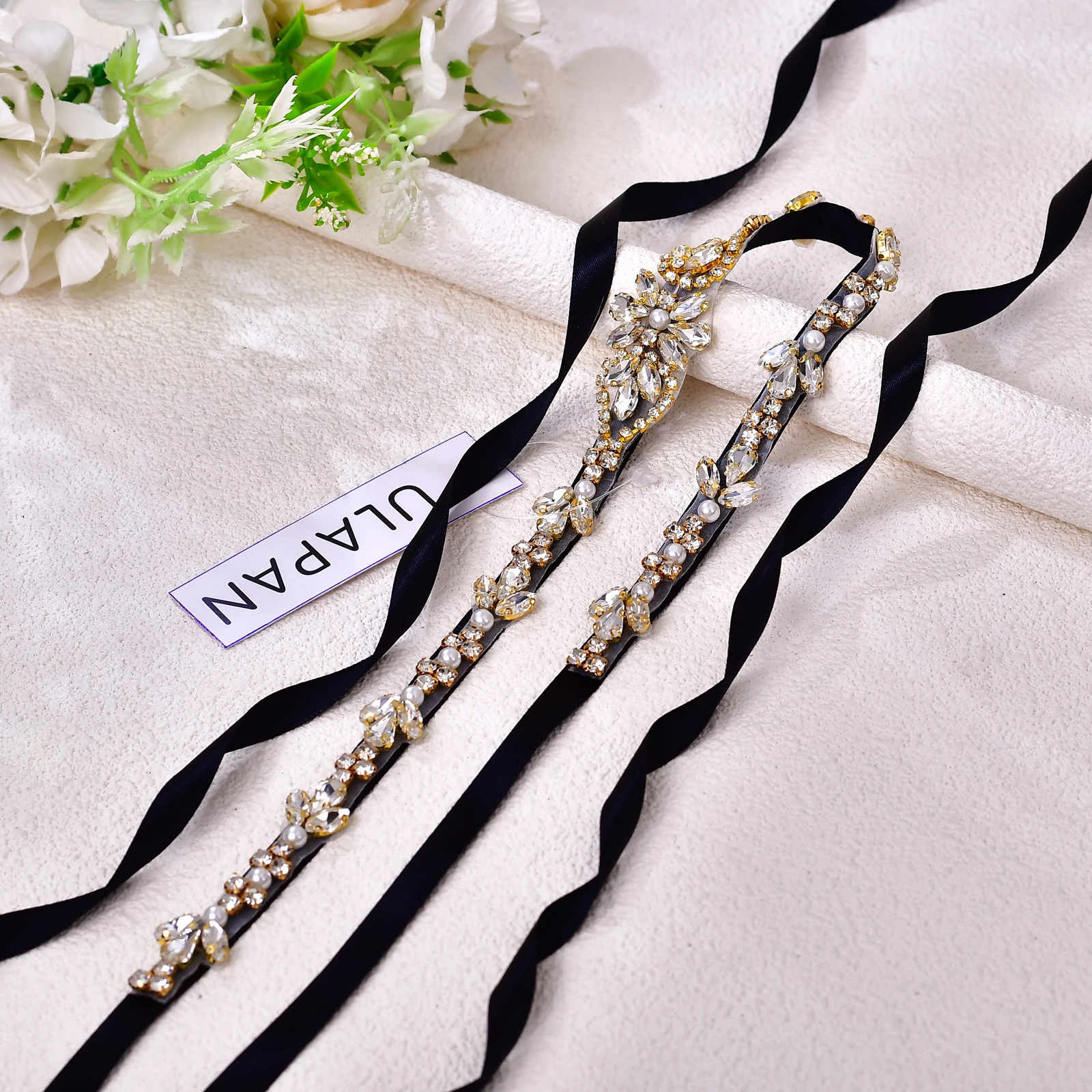 Thin Bridal Belt Women's Rhinestone Party Dress Belt Tie Bow Bridesmaid Wedding Accessories Girls Sash S09G