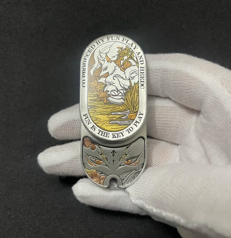 Used EDC HEEDC Lingyun 3.0 Shanhaijing Jiuwei Nafu Brass Copper fidget slider decompression toy