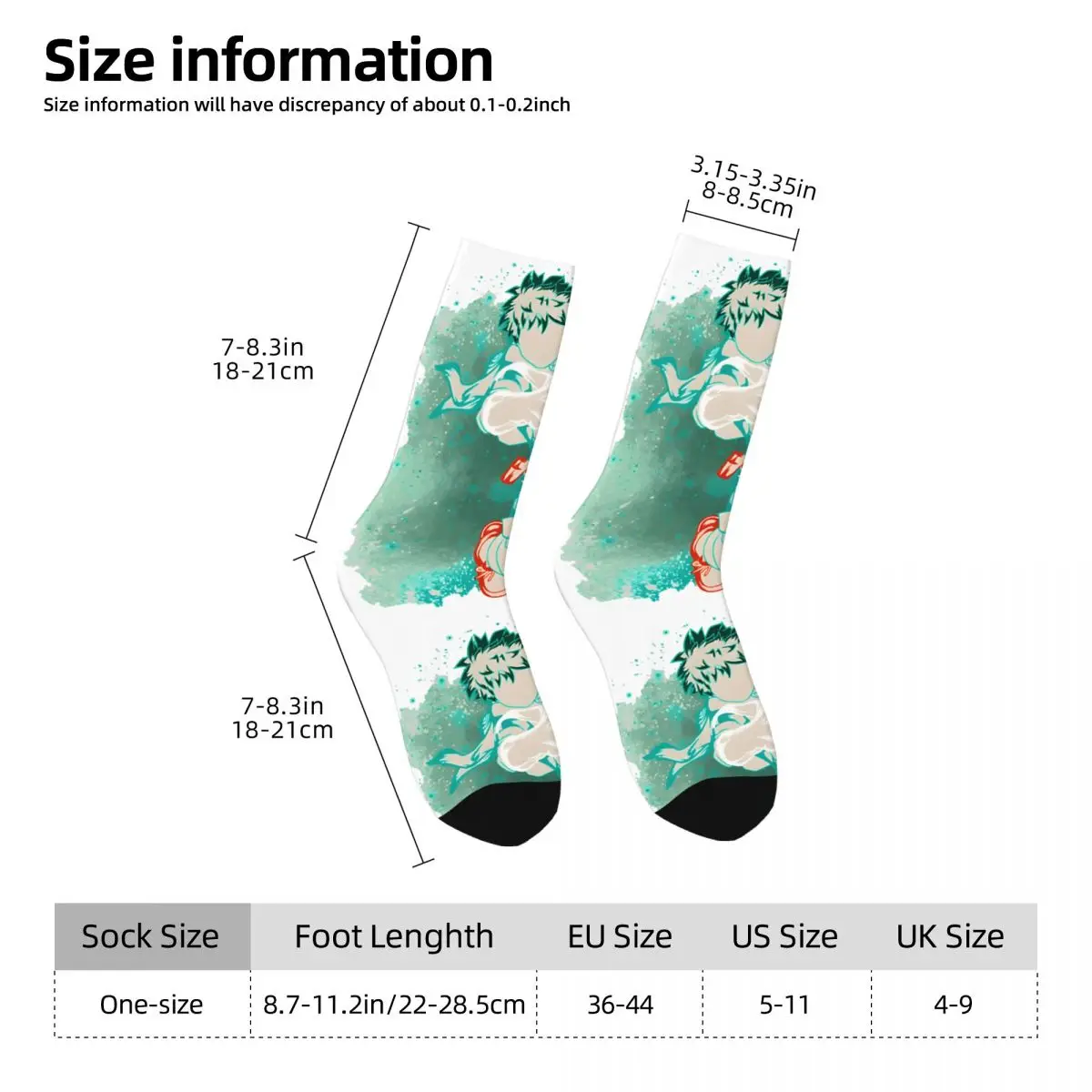 The Hero Style Perfect Men's Socks Retro Harajuku Academia Street Style Novelty Pattern Crew Sock