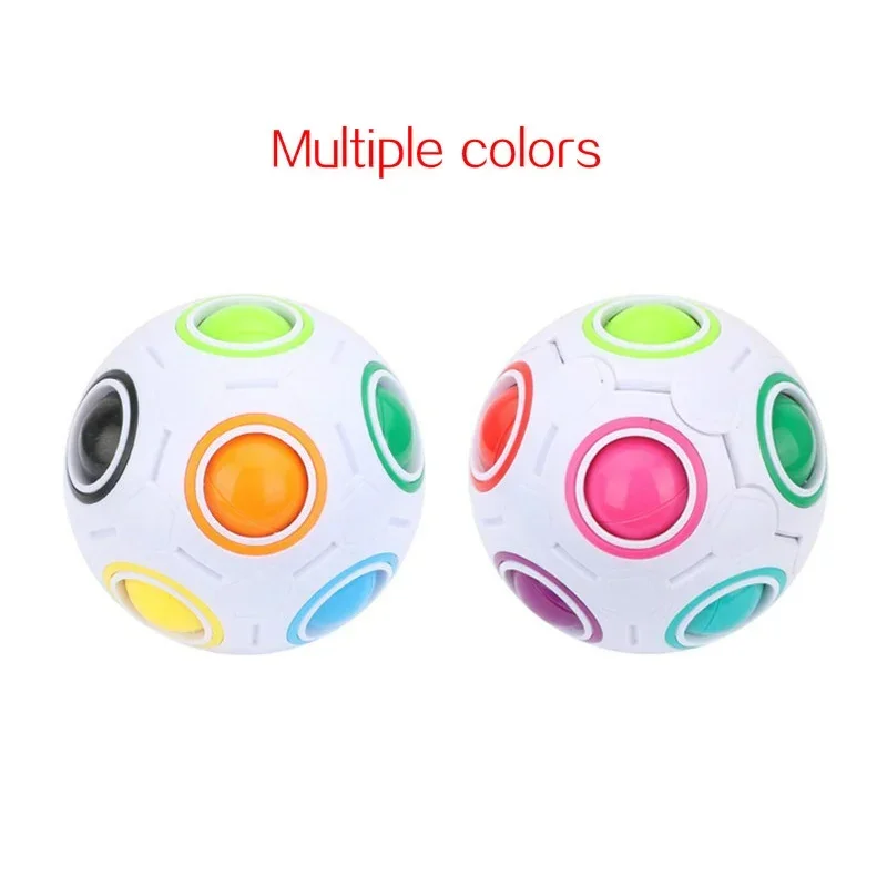 مكعب كرة القدم السحري المضاد للإجهاد بألوان قوس قزح - كرة ألغاز تعليمية للأطفال والكبار، لعبة تخفيف التوتر للمنزل والمدرسة