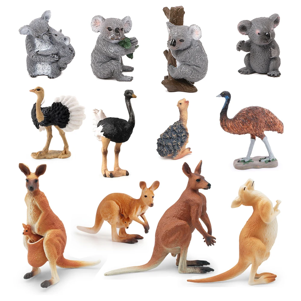 Kangaroo Koala Ostrich EMU Model Toys Australian Wild Animals Animal figurines for children Action Figure Kids Gifts Decorations