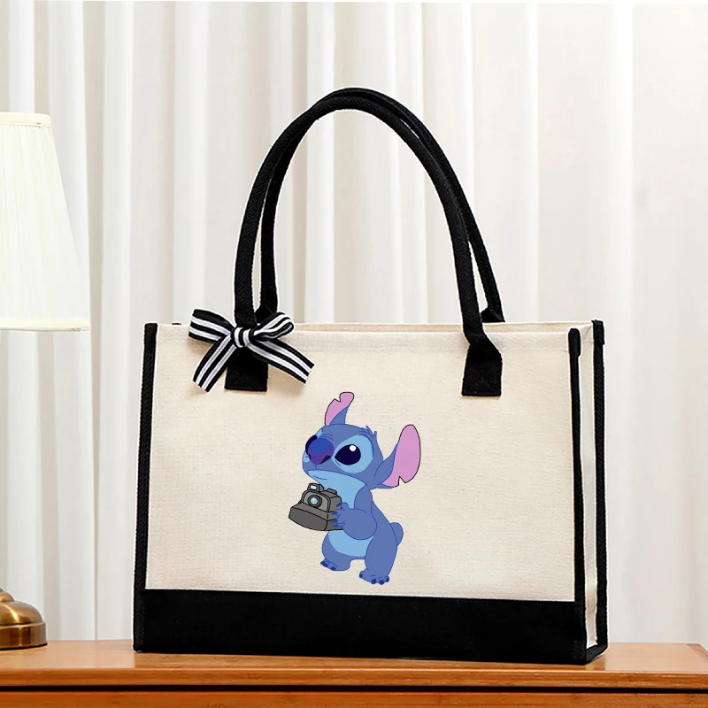 Lilo Stitch Tote Bag for Woman New Disney Anime Kawaii Cute Handbag Travel Shopping Portable High-capacity Storage Pouch Gift