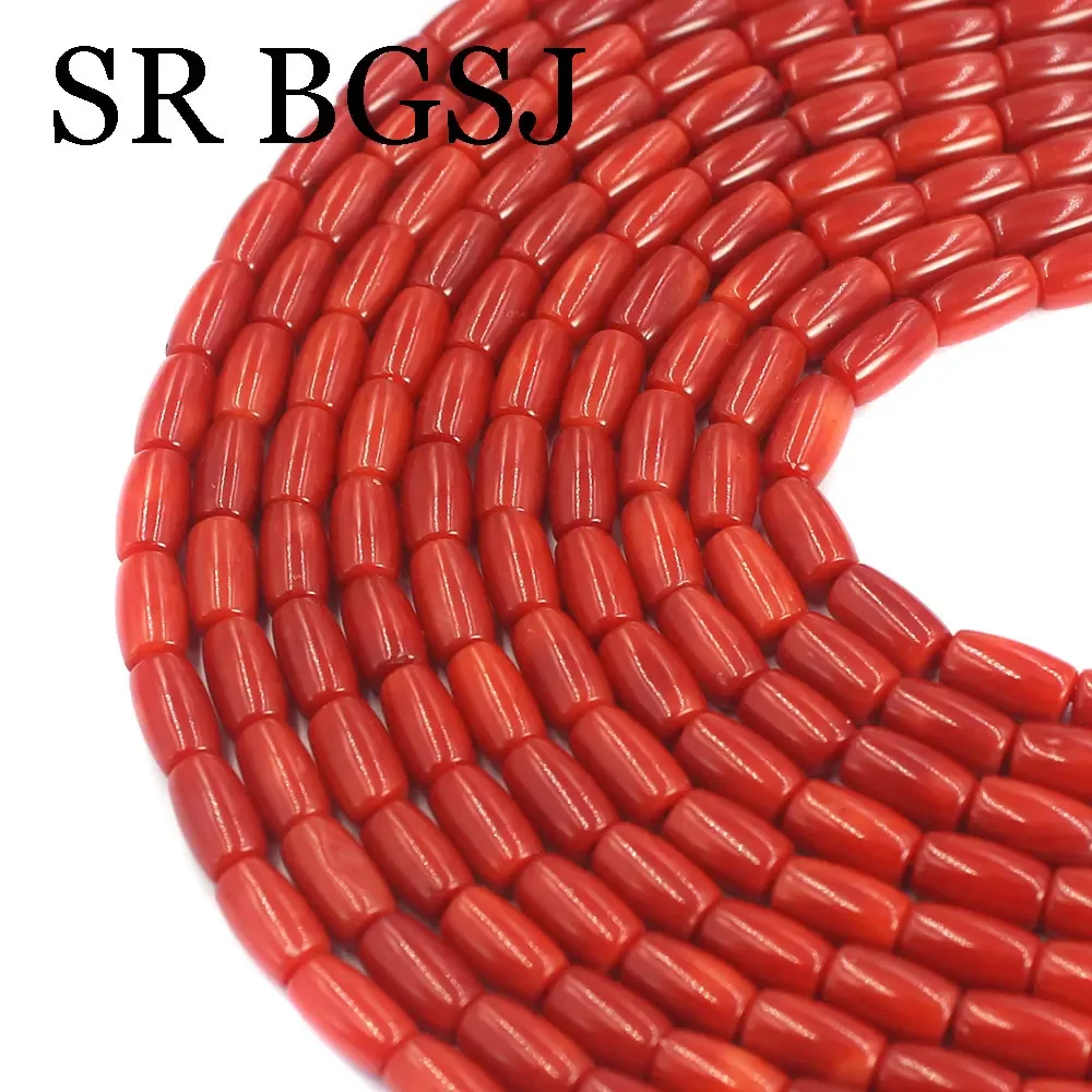 5x7mm Column Olivary Sardi Red Natural Bamboo Coral Gems Jewelry  DIY Accessories Beads Strand 15