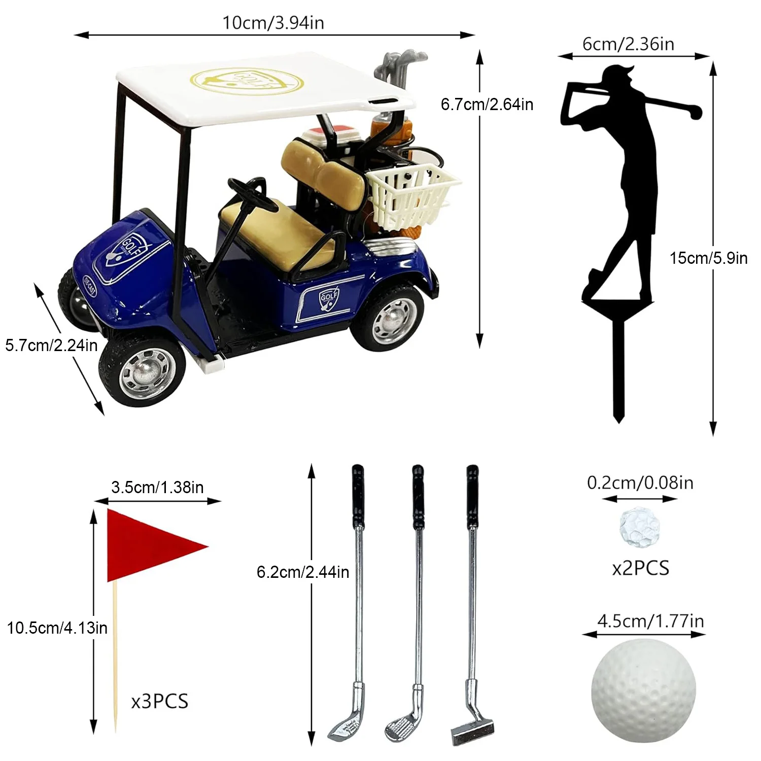 Golf Cake Decorations Heading for The Blue Cake Topper Golfers with Cart Flag Golf Ball Sport Golf Theme Party Supply