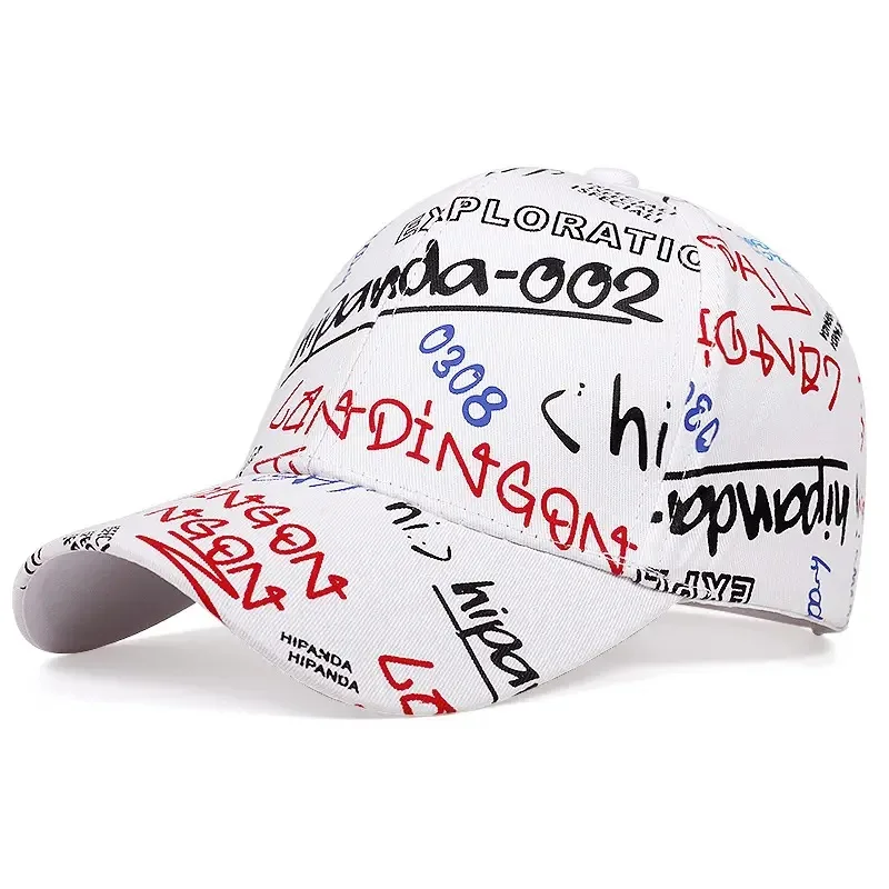 Czapka z daszkiem Graffiti Angielskie litery Koreański nadruk Casual Hat Student Cap Trend Dome Visor