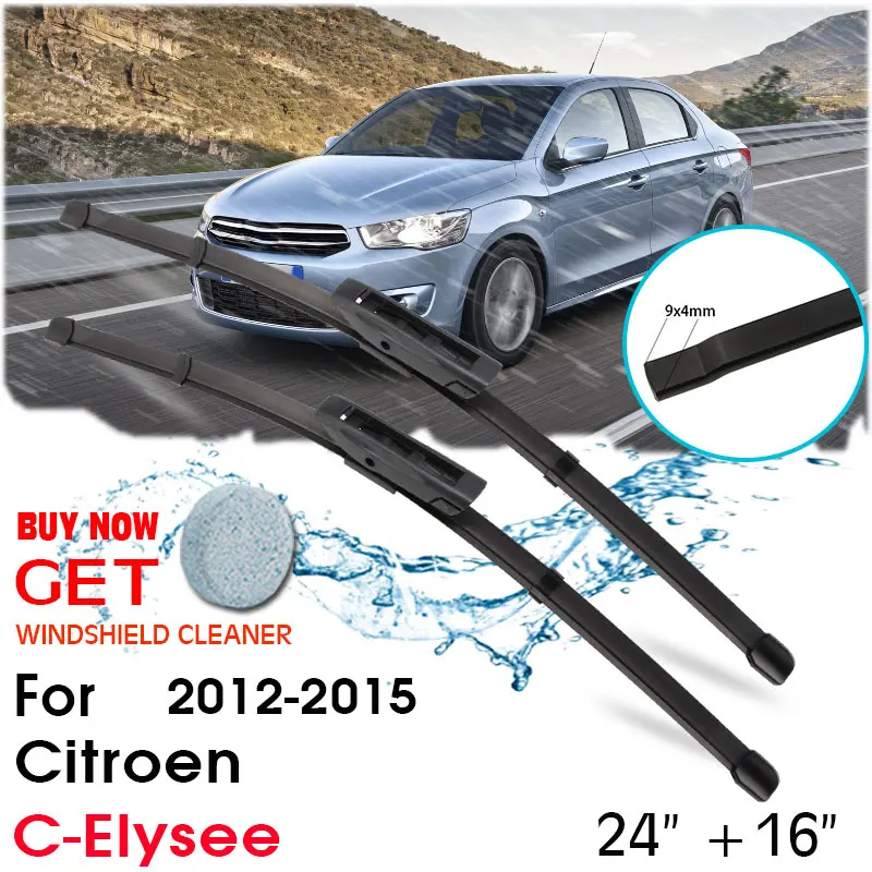 Car Wiper Front Window Windshield Rubber Silicon Refill Wipers For Citroen C-Elysee 2012-2015 LHD / RHD 24