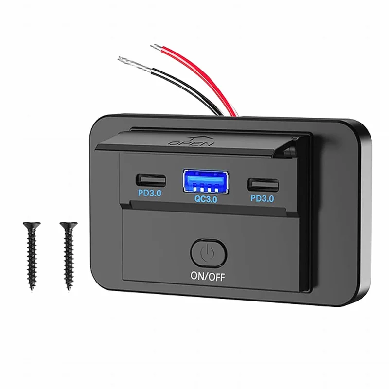 Neue 4 Ports Auto Ladegerät Buchse Panel 12 V/24 V RV USB Outlet Dual QC3.0 PD Schnelle lade Buchse Zubehör für Auto Bus RV Lkw